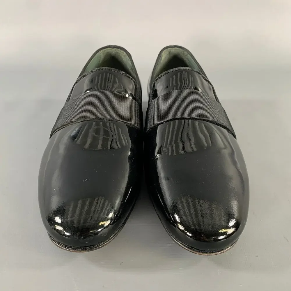 LANVIN Size 6 Black Patent Leather Slip On Loafers